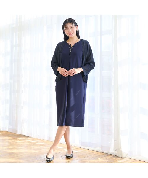 missel / ミゼール ミニ丈・ひざ丈ワンピース | 【洗える・着映え・3Lサイズあり】キーネックコクーンワンピース | 詳細14