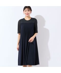 missel / ミゼール ミニ丈・ひざ丈ワンピース | 【洗える・体型カバー・L～4Lサイズ】シアースリーブワンピース