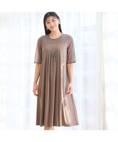 missel / ミゼール ミニ丈・ひざ丈ワンピース | 【洗える・体型カバー・L～4Lサイズ】シアースリーブワンピース | 詳細1