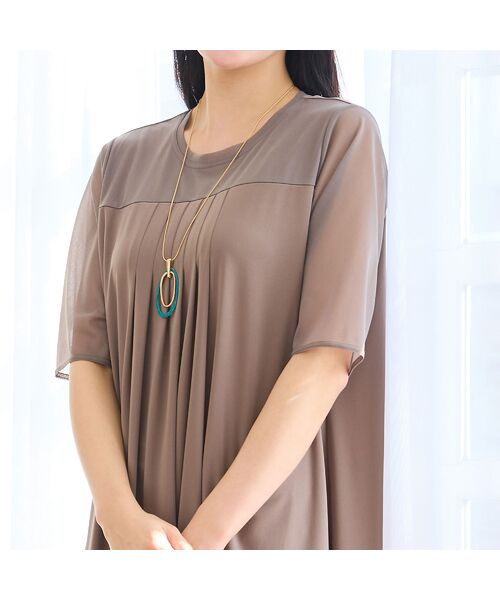 missel / ミゼール ミニ丈・ひざ丈ワンピース | 【洗える・体型カバー・L～4Lサイズ】シアースリーブワンピース | 詳細2