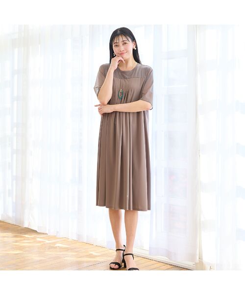 missel / ミゼール ミニ丈・ひざ丈ワンピース | 【洗える・体型カバー・L～4Lサイズ】シアースリーブワンピース | 詳細3