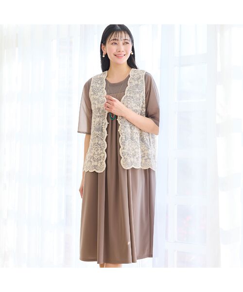 missel / ミゼール ミニ丈・ひざ丈ワンピース | 【洗える・体型カバー・L～4Lサイズ】シアースリーブワンピース | 詳細5