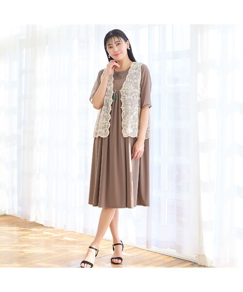 missel / ミゼール ミニ丈・ひざ丈ワンピース | 【洗える・体型カバー・L～4Lサイズ】シアースリーブワンピース | 詳細6