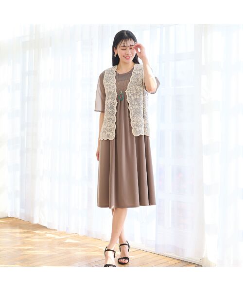 missel / ミゼール ミニ丈・ひざ丈ワンピース | 【洗える・体型カバー・L～4Lサイズ】シアースリーブワンピース | 詳細7