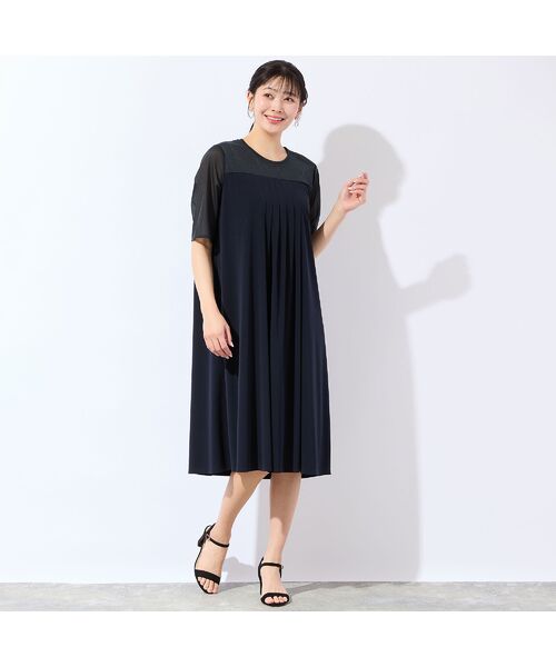 missel / ミゼール ミニ丈・ひざ丈ワンピース | 【洗える・体型カバー・L～4Lサイズ】シアースリーブワンピース | 詳細14