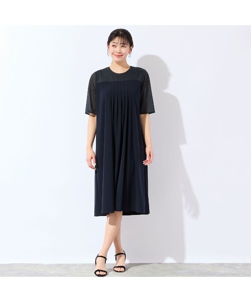 missel / ミゼール ミニ丈・ひざ丈ワンピース | 【洗える・体型カバー・L～4Lサイズ】シアースリーブワンピース | 詳細15