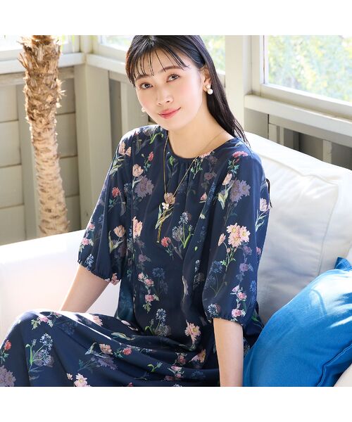 missel / ミゼール ミニ丈・ひざ丈ワンピース | 【洗える・WEB限定カラー・M～3Lサイズ】ボタニカルフラワーワンピース | 詳細8