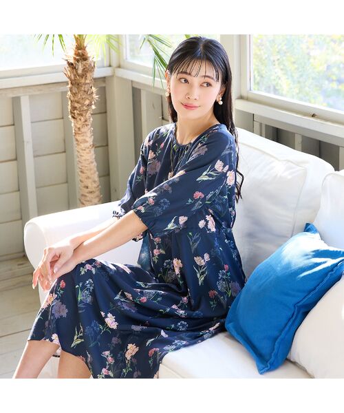 missel / ミゼール ミニ丈・ひざ丈ワンピース | 【洗える・WEB限定カラー・M～3Lサイズ】ボタニカルフラワーワンピース | 詳細9