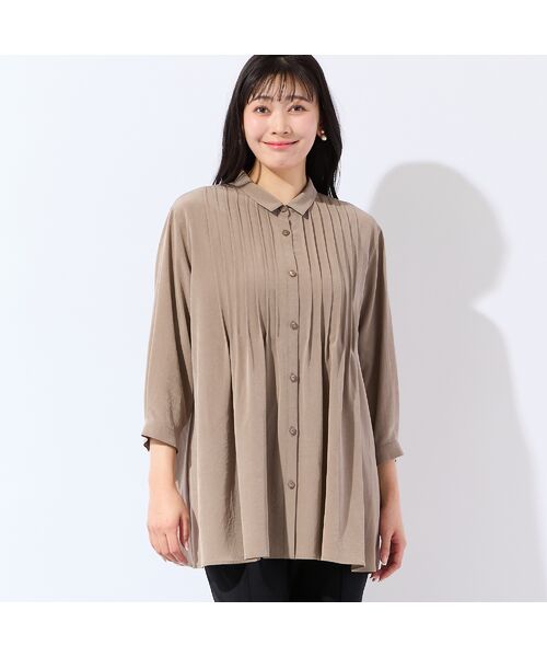 missel / ミゼール シャツ・ブラウス | 【洗える・接触冷感・L～4Lサイズ】Soalonピンタックシャツ | 詳細1