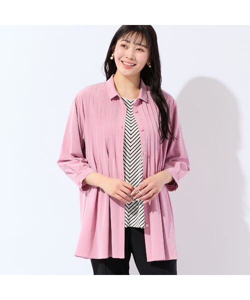 missel / ミゼール シャツ・ブラウス | 【洗える・接触冷感・L～4Lサイズ】Soalonピンタックシャツ（ピンク）
