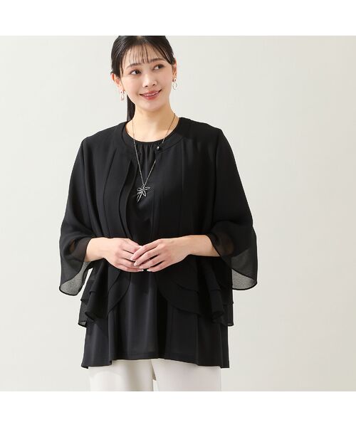 missel / ミゼール シャツ・ブラウス | 【洗える・セットアップ可・L～4Lサイズ】ジョーゼットティアードブラウス | 詳細6