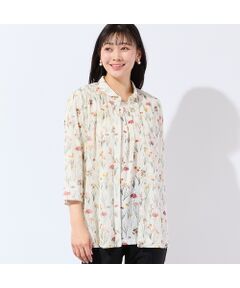missel / ミゼール シャツ・ブラウス | 【洗える・アンサンブル可・L～4Lサイズ】ボタニカル柄チュールシャツ