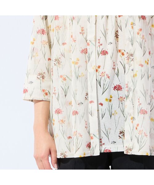 missel / ミゼール シャツ・ブラウス | 【洗える・アンサンブル可・L～4Lサイズ】ボタニカル柄チュールシャツ | 詳細3