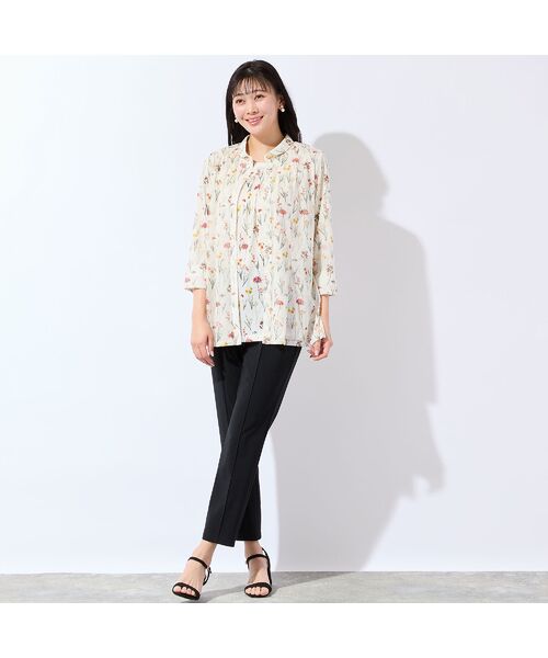 missel / ミゼール シャツ・ブラウス | 【洗える・アンサンブル可・L～4Lサイズ】ボタニカル柄チュールシャツ | 詳細5