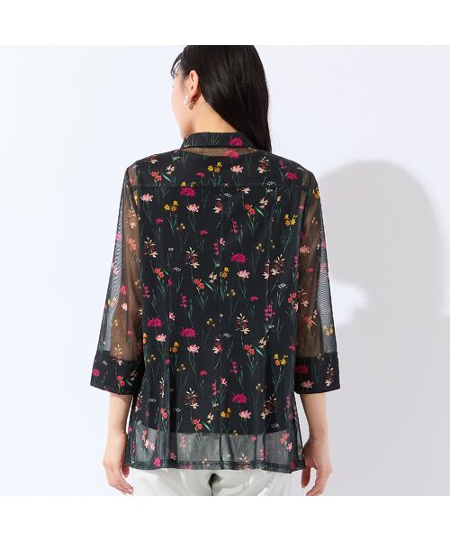 missel / ミゼール シャツ・ブラウス | 【洗える・アンサンブル可・L～4Lサイズ】ボタニカル柄チュールシャツ | 詳細6