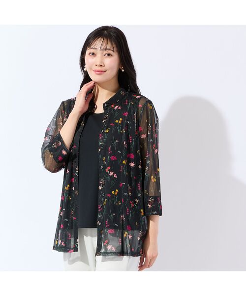 missel / ミゼール シャツ・ブラウス | 【洗える・アンサンブル可・L～4Lサイズ】ボタニカル柄チュールシャツ | 詳細8