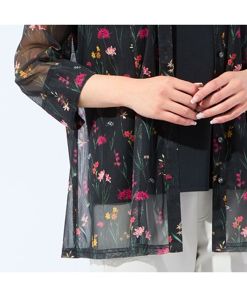 missel / ミゼール シャツ・ブラウス | 【洗える・アンサンブル可・L～4Lサイズ】ボタニカル柄チュールシャツ | 詳細9