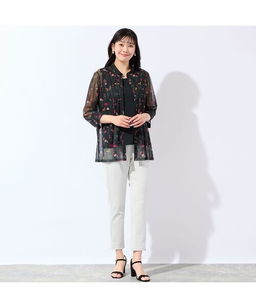 missel / ミゼール シャツ・ブラウス | 【洗える・アンサンブル可・L～4Lサイズ】ボタニカル柄チュールシャツ | 詳細11