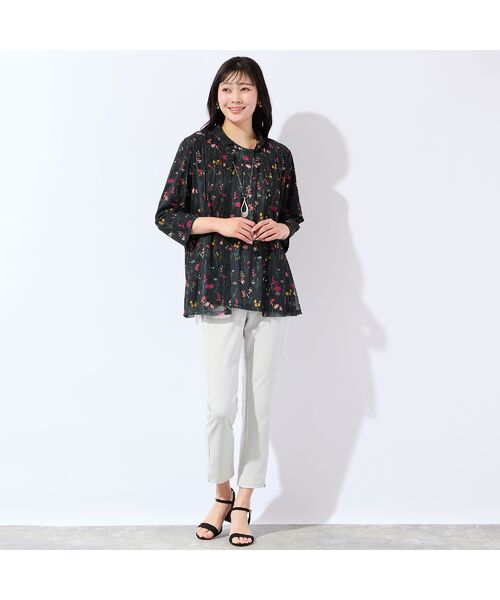 missel / ミゼール シャツ・ブラウス | 【洗える・アンサンブル可・L～4Lサイズ】ボタニカル柄チュールシャツ | 詳細13