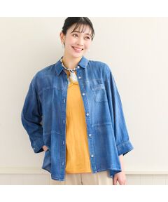 missel / ミゼール シャツ・ブラウス | 【定番人気・洗える・L～4Lサイズ】デニムガーゼAラインシャツ