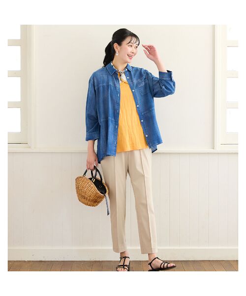 missel / ミゼール シャツ・ブラウス | 【定番人気・洗える・L～4Lサイズ】デニムガーゼAラインシャツ | 詳細3