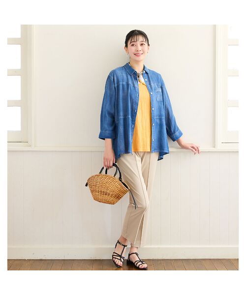 missel / ミゼール シャツ・ブラウス | 【定番人気・洗える・L～4Lサイズ】デニムガーゼAラインシャツ | 詳細4