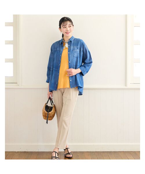 missel / ミゼール シャツ・ブラウス | 【定番人気・洗える・L～4Lサイズ】デニムガーゼAラインシャツ | 詳細5