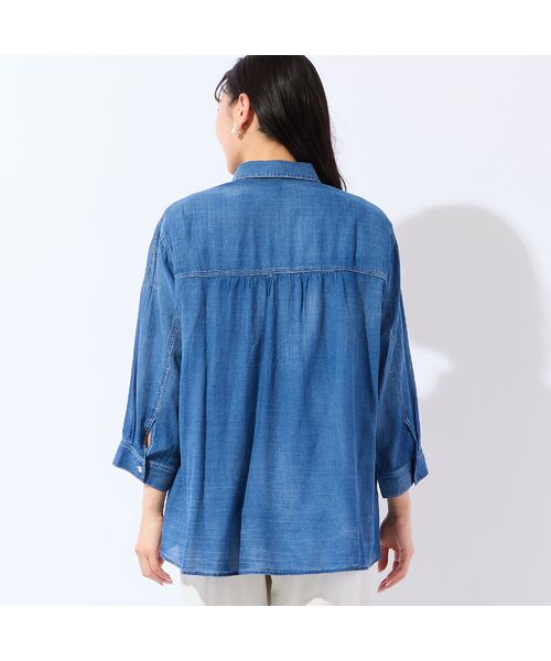 missel / ミゼール シャツ・ブラウス | 【定番人気・洗える・L～4Lサイズ】デニムガーゼAラインシャツ | 詳細7