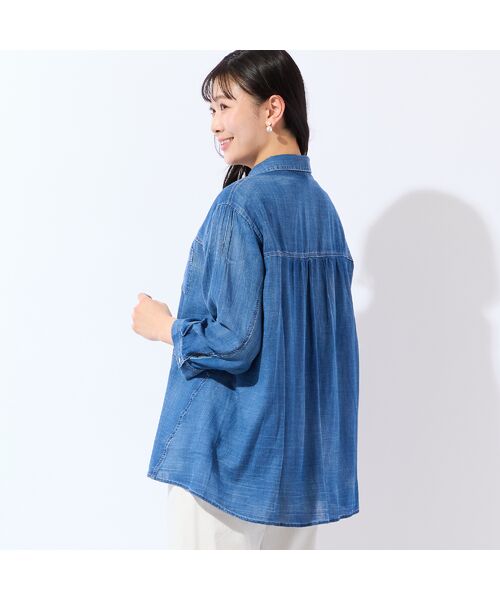 missel / ミゼール シャツ・ブラウス | 【定番人気・洗える・L～4Lサイズ】デニムガーゼAラインシャツ | 詳細8