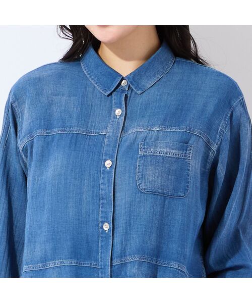 missel / ミゼール シャツ・ブラウス | 【定番人気・洗える・L～4Lサイズ】デニムガーゼAラインシャツ | 詳細9