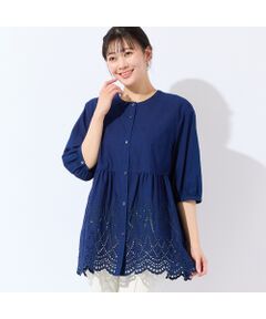 missel / ミゼール シャツ・ブラウス | 【洗える・L～3Lサイズ】デニムローン刺繍ブラウス