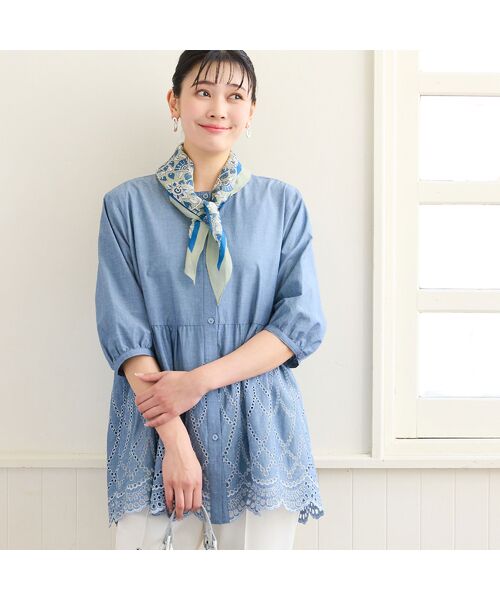 missel / ミゼール シャツ・ブラウス | 【洗える・L～3Lサイズ】デニムローン刺繍ブラウス | 詳細9