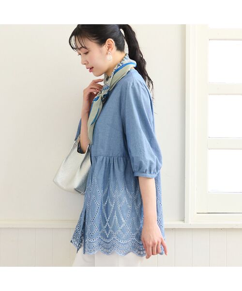 missel / ミゼール シャツ・ブラウス | 【洗える・L～3Lサイズ】デニムローン刺繍ブラウス | 詳細10