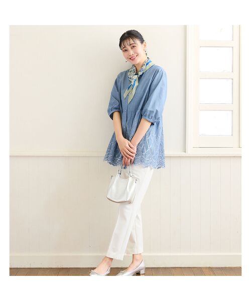 missel / ミゼール シャツ・ブラウス | 【洗える・L～3Lサイズ】デニムローン刺繍ブラウス | 詳細14