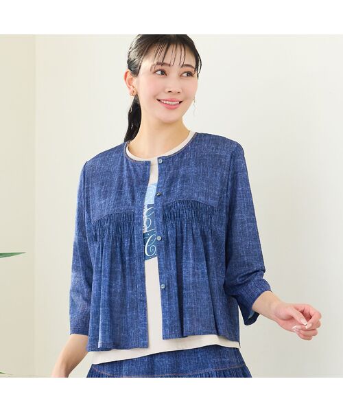 missel / ミゼール シャツ・ブラウス | 【洗える・セットアップ可・L～3Lサイズ】チュールデニムギャザーブラウス | 詳細1