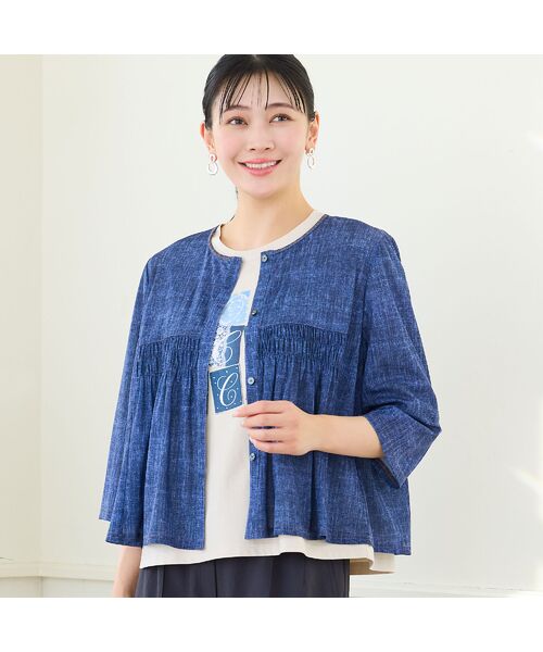 missel / ミゼール シャツ・ブラウス | 【洗える・セットアップ可・L～3Lサイズ】チュールデニムギャザーブラウス | 詳細5