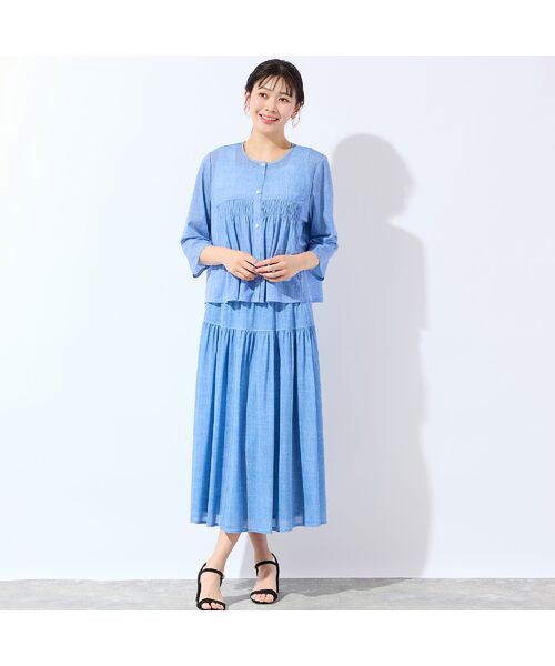 missel / ミゼール シャツ・ブラウス | 【洗える・セットアップ可・L～3Lサイズ】チュールデニムギャザーブラウス | 詳細12