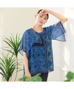 missel / ミゼール シャツ・ブラウス | 【洗える・3Lサイズあり】更紗柄ハンカチスリーブブラウス