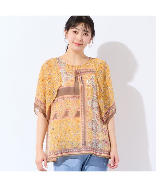 missel / ミゼール シャツ・ブラウス | 【洗える・3Lサイズあり】更紗柄ハンカチスリーブブラウス | 詳細1