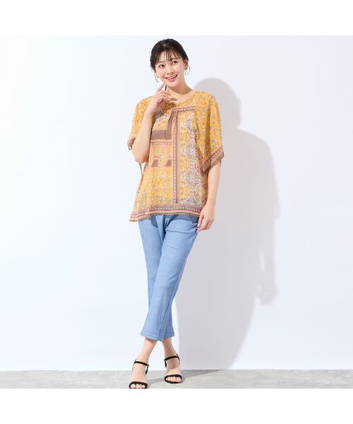 missel / ミゼール シャツ・ブラウス | 【洗える・3Lサイズあり】更紗柄ハンカチスリーブブラウス | 詳細4