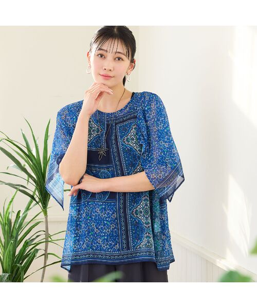 missel / ミゼール シャツ・ブラウス | 【洗える・3Lサイズあり】更紗柄ハンカチスリーブブラウス | 詳細11