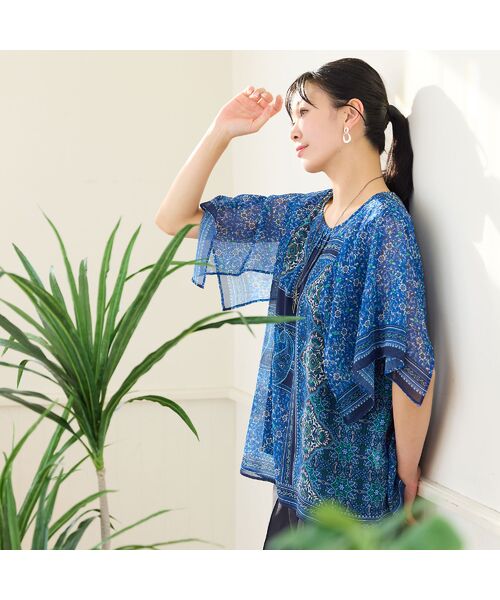missel / ミゼール シャツ・ブラウス | 【洗える・3Lサイズあり】更紗柄ハンカチスリーブブラウス | 詳細12