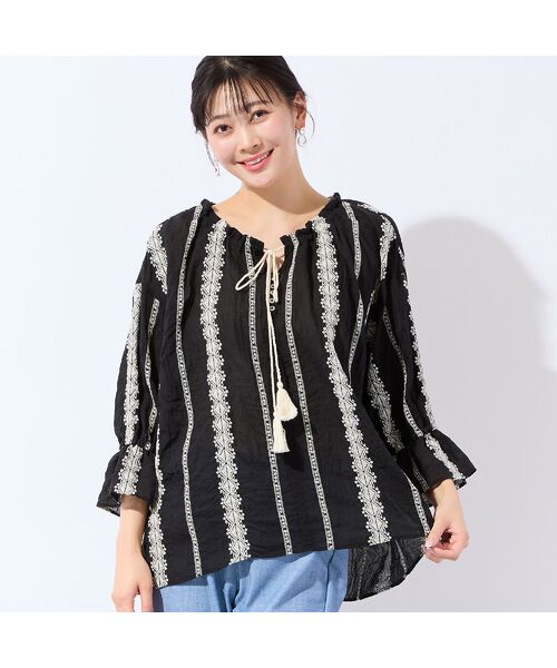 missel / ミゼール シャツ・ブラウス | 【洗える・3Lサイズあり】刺繍カフタンブラウス | 詳細1