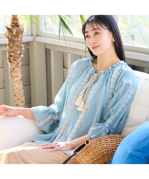 missel / ミゼール シャツ・ブラウス | 【洗える・3Lサイズあり】刺繍カフタンブラウス | 詳細8