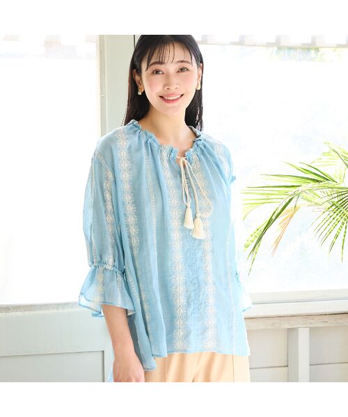 missel / ミゼール シャツ・ブラウス | 【洗える・3Lサイズあり】刺繍カフタンブラウス | 詳細10