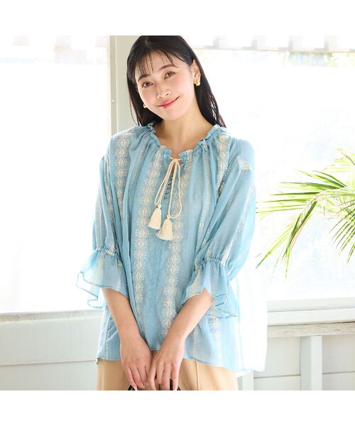 missel / ミゼール シャツ・ブラウス | 【洗える・3Lサイズあり】刺繍カフタンブラウス | 詳細11