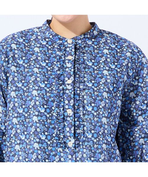 missel / ミゼール シャツ・ブラウス | 【リバティプリント・洗える・L～4Lサイズ】小花柄コットンフリルシャツ | 詳細1