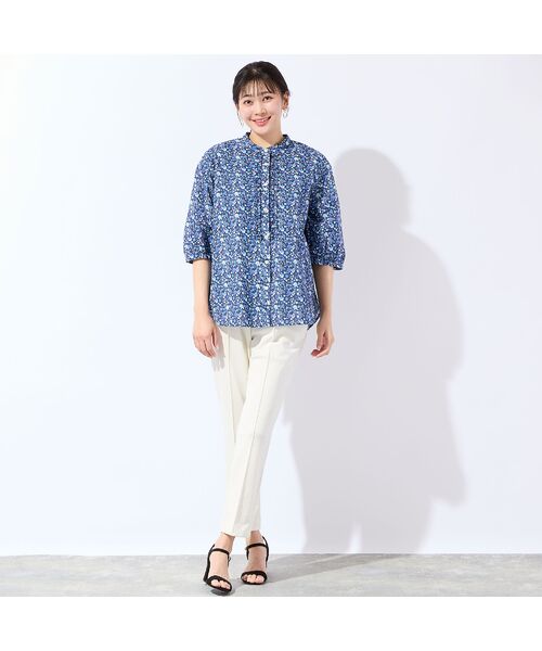 missel / ミゼール シャツ・ブラウス | 【リバティプリント・洗える・L～4Lサイズ】小花柄コットンフリルシャツ | 詳細3