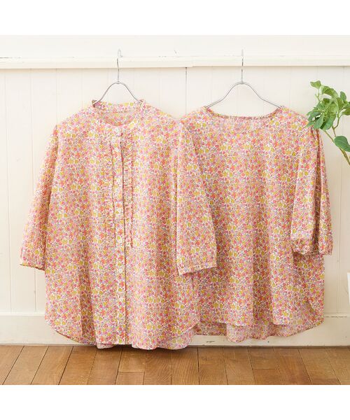 missel / ミゼール シャツ・ブラウス | 【リバティプリント・洗える・L～4Lサイズ】小花柄コットンフリルシャツ | 詳細10