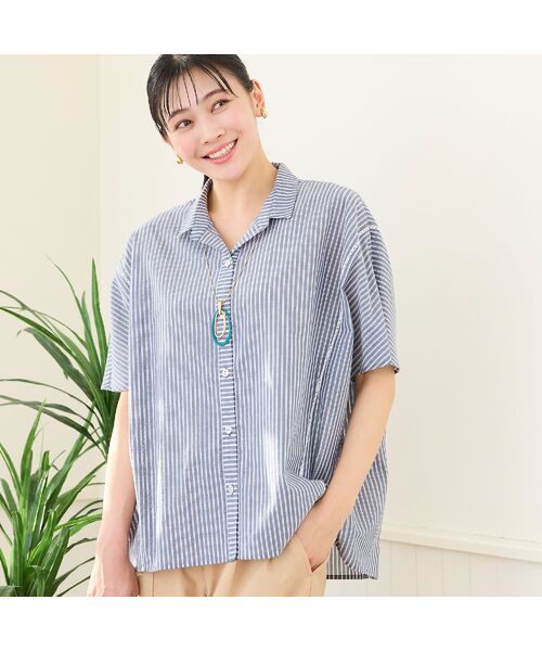 missel / ミゼール シャツ・ブラウス | 【洗える・3Lサイズあり】ストライプワイドシャツ | 詳細1